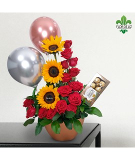 TESORO FLORAL+2 GLOBOS LATEX+CAJA FERRERO