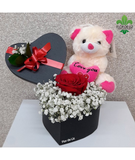 CAJA DECORADA MARIANA CON PELUCHE PEQ.