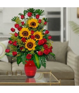 ARMONIA DE AMOR EN ROSAS Y GIRASOLES